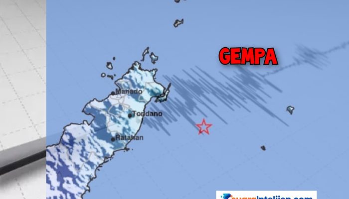 Gempa Tektonik Magnitudo 4,7 Guncang Tenggara Laut Bitung, Tidak Berpotensi Tsunami