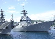 Kodaeral VIII Gelar Merplug Sambut Kapal Perang Jepang di Pelabuhan Bitung